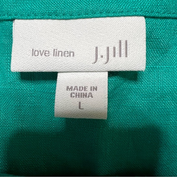 J.Jill Love Linen Sleeveless Apron Shift Dress Large Women’s Teal EUC 121261. - Picture 3 of 6